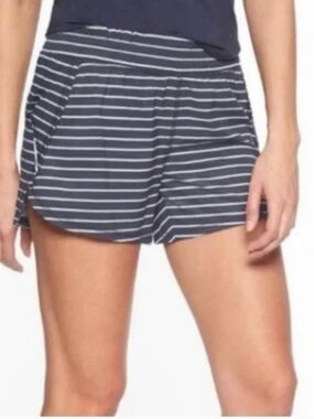Athleta Navy and White Striped Athletic Shorts Size L